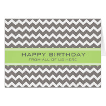 Lime Grey Chevron Business From Group Birthday Card