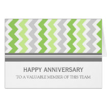 Lime Grey Chevron Employee Anniversary Card