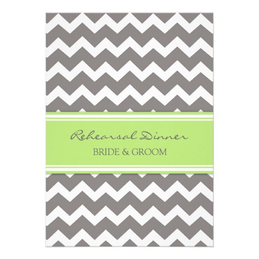 Lime Grey Chevron Rehearsal Dinner Party Cards