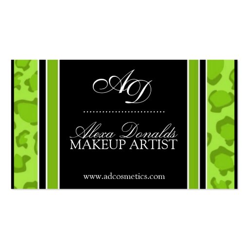 Lime Leopard Print  Business Card (front side)
