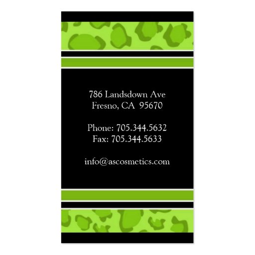 Lime Leopard Print  Business Card (back side)