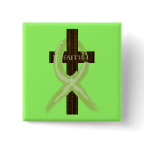 Lime Lymphoma Awareness Ribbon on a Cross buttons