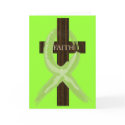 Lime Lymphoma Awareness Ribbon on a Cross cards