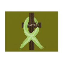 Lime Lymphoma Awareness Ribbon on a Cross postcards by Stefanie_Rski Lime Lymphoma Awareness Ribbon on a Cross postcards