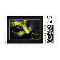 Lime Masquerade Mask Halloween Party Postage
