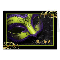 Lime Masquerade Mask Table Number Card