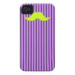 Lime Mustache Stripes Purple iPhone 4 Case-Mate Case