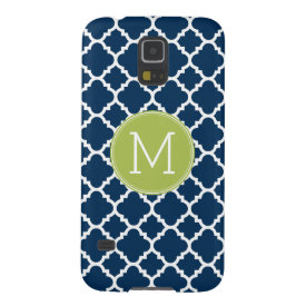 Lime & Navy Geometric Pattern Custom Monogram Galaxy S5 Covers