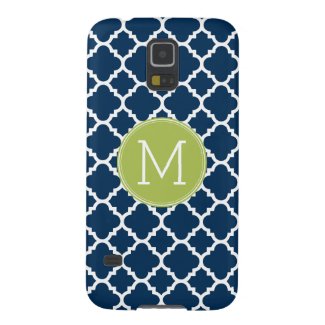 Lime & Navy Geometric Pattern Custom Monogram Galaxy S5 Covers