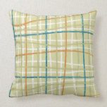 Lime Ochre Teal and Off White Plaid Design Pillow pillows