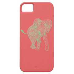 Lime/Peach Elephant iPhone 5 Case