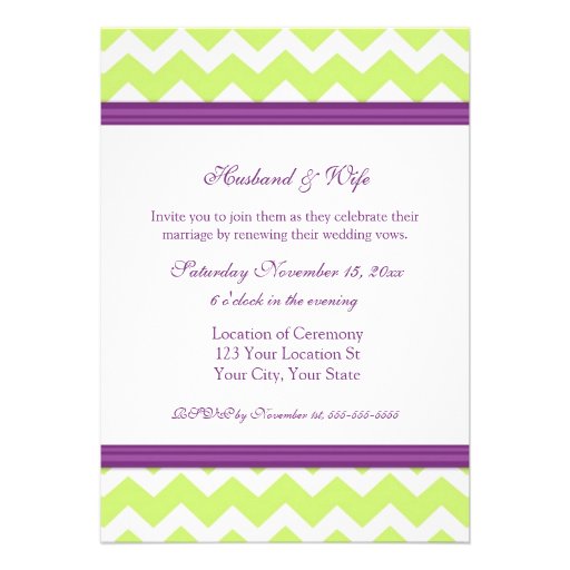 Lime Plum Chevron Wedding Vow Renewal Invitations
