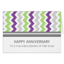 Lime Plum Grey Chevron Employee Anniversary Card