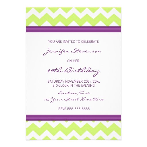 Lime Plum Photo 20th Birthday Party Invitations