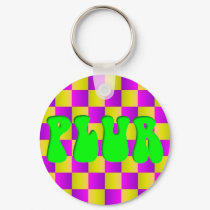 Lime PLUR Candy Color Checks keychains by JuJusGardens Lime PLUR Candy Color Checks keychains
