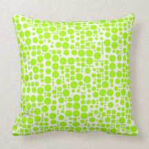 Lime Polka Dots on White Background Pillows