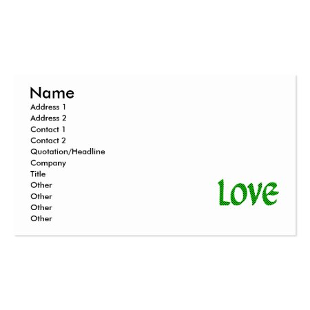 Lime Polkadot Love Business Card