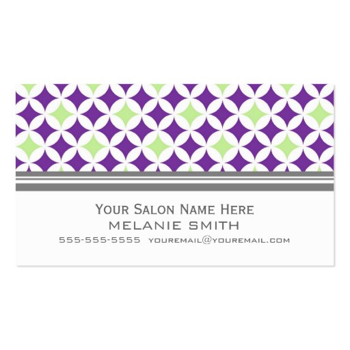Lime Purple White Grey Salon Appointment Cards Business Cards (front side)
