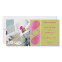 Lime & Raspberry Paisley Save the Date  Your Photo photo cards