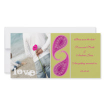 Lime & Raspberry Paisley Save the Date  Your Photo photo cards