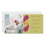 Lime & Raspberry Paisley Save the Date  Your Photo Photo Card Template