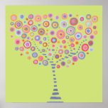 Lime Retro Tree Name Room Wall Poster