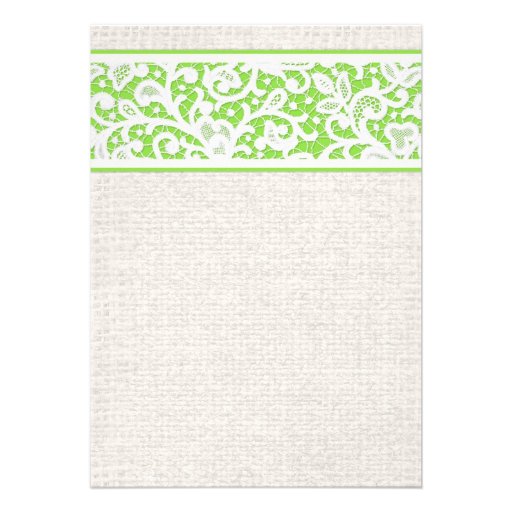 Lime Rustic Country Burlap Wedding Invitations