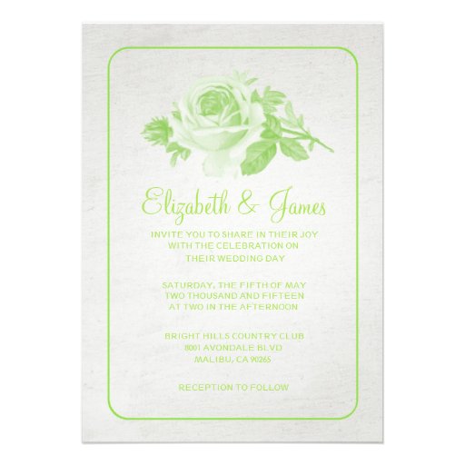 Lime Rustic Floral/Flower Wedding Invitations