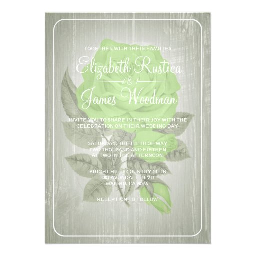 Lime Rustic Floral Wedding Invitations