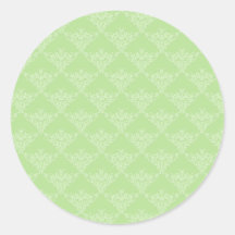 Lime Sherbet Damask Round Stickers