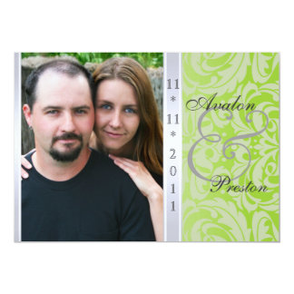 Lime and silver wedding invitations