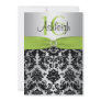 Lime, Silver, and Black Damask Sweet 16 Invitation