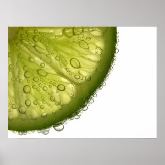 Lime Slice Bubbles Food Photography Prints