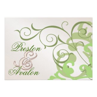 Lime Swirl Champagne Horizontal Invitation