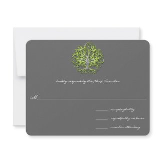Lime Swirl Tree Roots of Love Wedding Invitation invitation