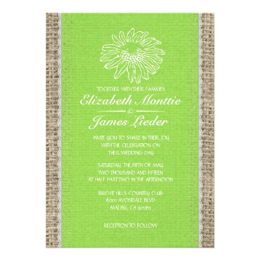Lime Vintage Lace Wedding Invitations