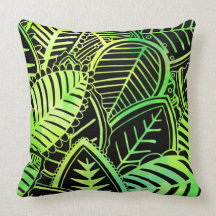 Lime Watercolor Leaves Pillows