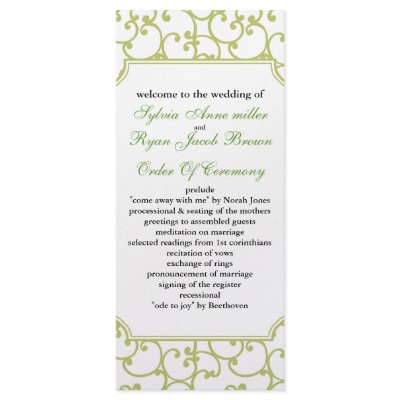 lime Wedding program Rack Cards