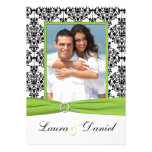 Lime, White, Black Damask Photo Wedding Invite