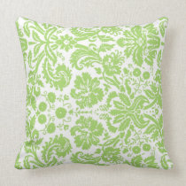 Lime White Floral Decorative Pillow