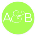LIME WHITE ROUND STICKER WITH INITIALS by Initialreaction LIME WHITE ROUND STICKER WITH INITIALS