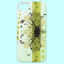 limegreen black floral retro swirls iPhone 5 case casemate cases
