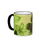 limegreen flower print mug