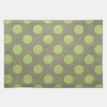 LimeGreen Polka Dots on Khaki Leather Texture placemats