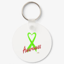 LimeGreenHeartRibbonAwareness keychains