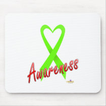 LimeGreenHeartRibbonAwareness mousepads by awareness LimeGreenHeartRibbonAwareness mousepads