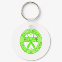 LimeGreenHeartRibbonBeAwareFindCureLight keychains