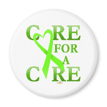 LimeGreenHeartRibbonCareCureDark magnets by awareness LimeGreenHeartRibbonCareCureDark magnets