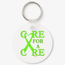LimeGreenHeartRibbonCareCureLight keychains
