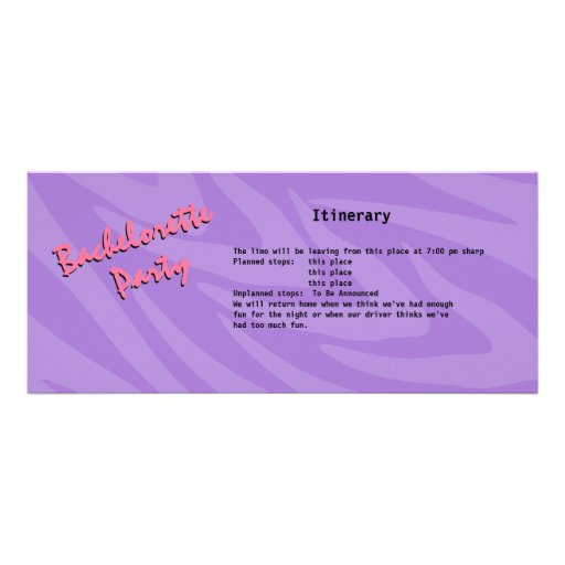 Limo Bachelorette Party Custom Invitations